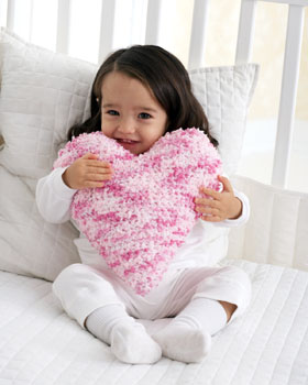 bernat fuzzy heart shaped pillow