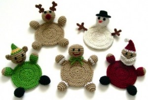 crochet christmas character coasters