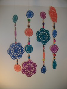 crochet doily mobile