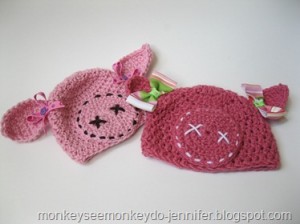 crocheted pig hat