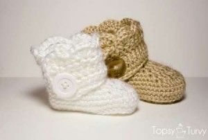 crocheted baby button boots