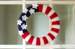 crocheted flag wreath