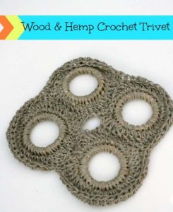 crochet wood and hemp trivet