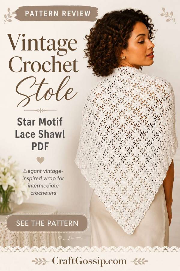 Vintage Crochet Stole Pattern Review – Star Motif Lace Shawl