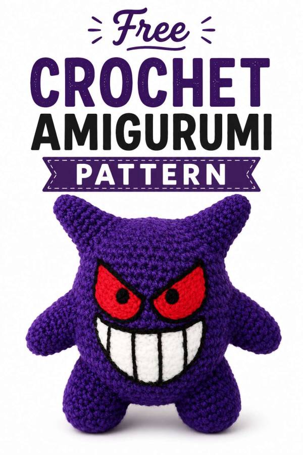 Gengar Inspired Free Crochet Amigurumi Pattern