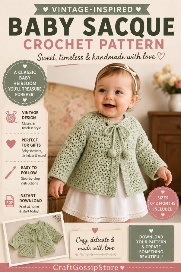 Baby Sacque Crochet Pattern PDF – Our Vintage-Inspired Baby Jacket Pattern